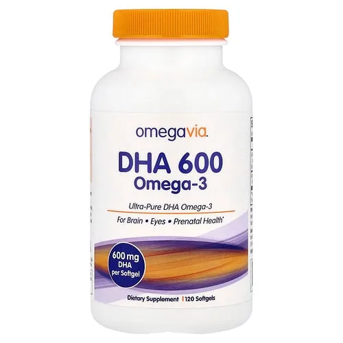 OmegaVia, DHA 600, Omega-3, 600 cápsulas blandas