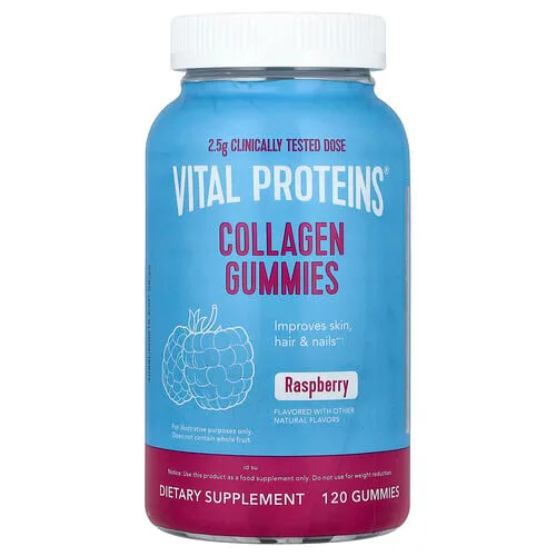 Vital Proteins, Gomitas con colágeno, Frambuesa, 120 gomitas (0,625 g cada una)