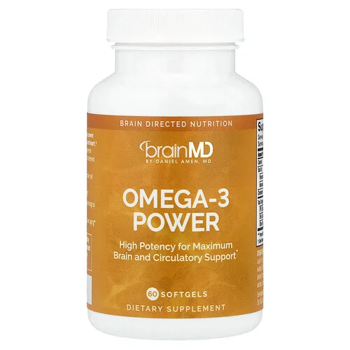 BrainMD, El poder de los omega-3, 60 cápsulas blandas (800 mg por cápsula blanda)