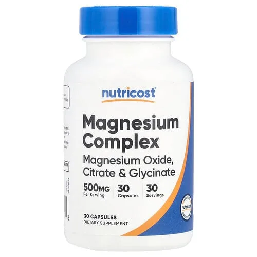 Nutricost, Complejo de magnesio, 500 mg, 30 cápsulas