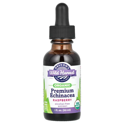 Oregon's Wild Harvest, Equinácea prémium orgánica, Sin alcohol, Frambuesa, 30 ml (1 oz. líq.)