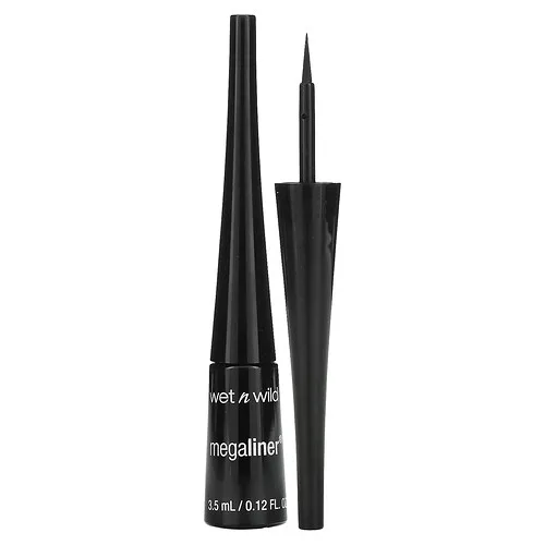 wet n wild, Delineador de ojos líquido MegaLiner, C871A Negro, 3,5 ml (0,12 oz. líq.)