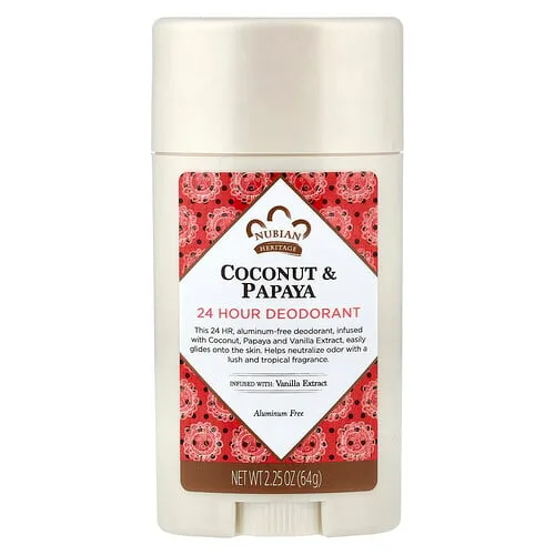 Nubian Heritage, Desodorante las 24 horas, Coco y papaya`` 64 g (2,25 oz)