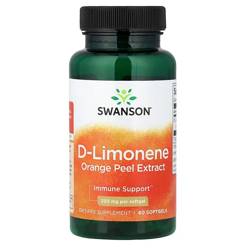 Swanson Vitamins, D-limoneno, Extracto de cáscara de naranja, 250 mg, 60 cápsulas blandas