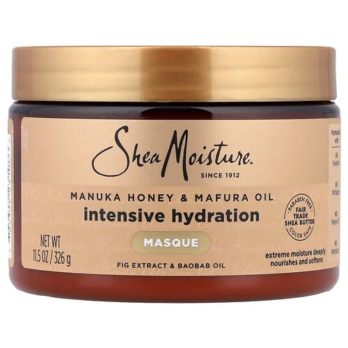 SheaMoisture, Mascarilla de hidratación intensiva para el cabello, Miel de manuka y aceite de mafura, 326 g (11,5 oz)