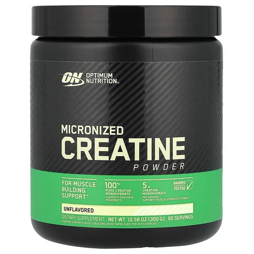 Optimum Nutrition, Creatina micronizada en polvo, Sin sabor, 300 g (10,58 oz)