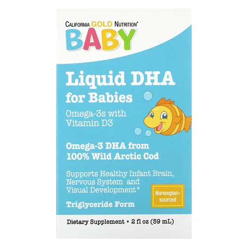 California Gold Nutrition, DHA para bebés, Omega-3 con vitamina D3 y EPA, 59 ml (2 oz. líq.)