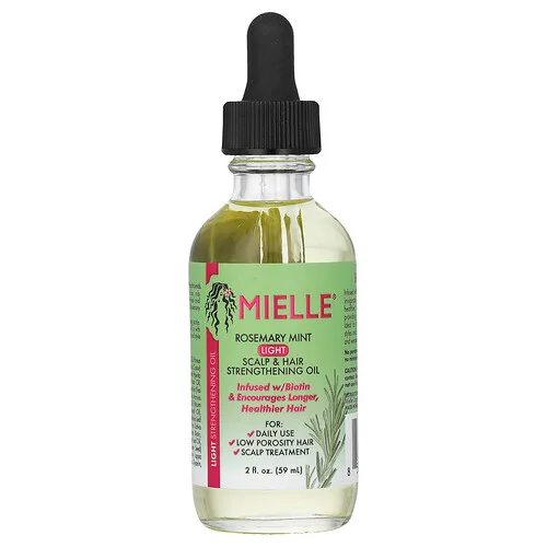 Mielle, Aceite fortalecedor suave para el cuero cabelludo y el cabello, Romero y menta, 59 ml (2 oz. líq.)