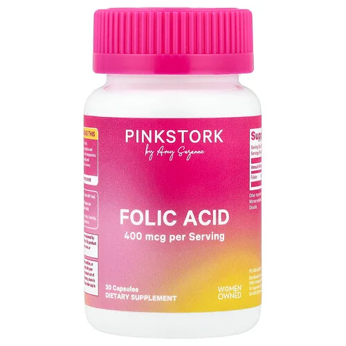 Pink Stork, Ácido fólico, 400 mcg, 30 cápsulas