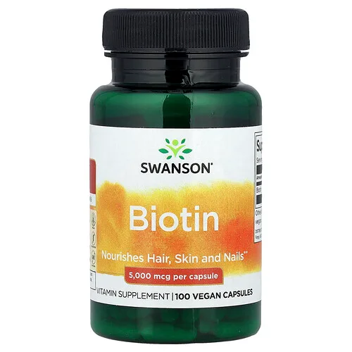 Swanson Vitamins, Biotina, 5000 mcg, 100 cápsulas veganas