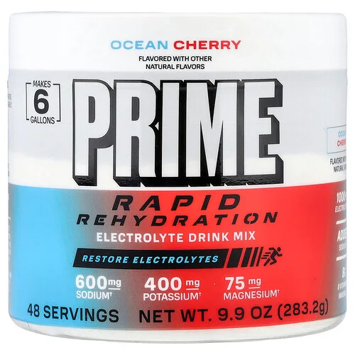 Prime Hydration, Rehidratación rápida, Mezcla para preparar bebidas con electrolitos, Cereza del océano, 283,2 g (9,9 oz)