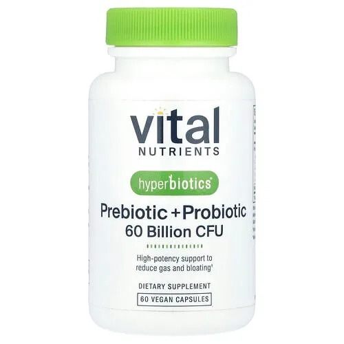 Vital Nutrients, Hyperbiotics®, Prebióticos y probióticos, 60 cápsulas veganas