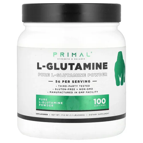 PrePrimal, L-glutamina en polvo, Sin sabor, 500 g (17,6 oz)