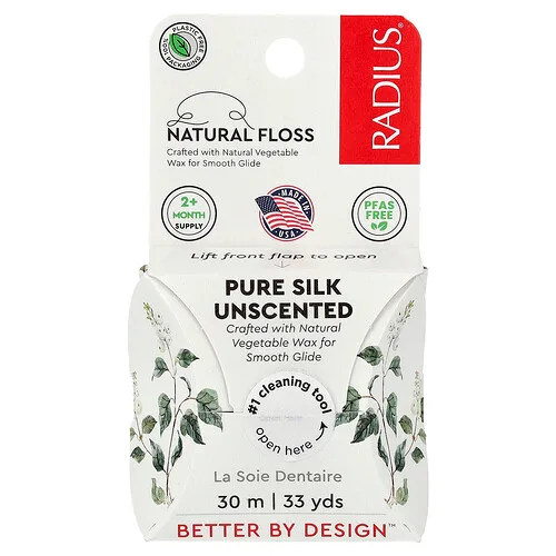 RADIUS, Natural Floss, Seda pura, Sin fragancia, 30 m (33 yd)