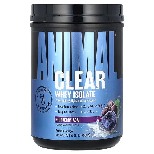 Animal, Clear, Aislado de suero de leche, Asaí azul, 500 g (1,1 lb)