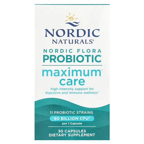 Nordic Naturals, Probiótico Nordic Flora, Cuidado máximo, 90.000 millones de UFC, 30 cápsulas