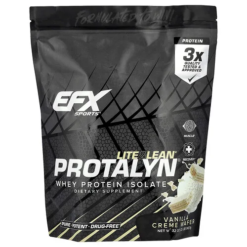 EFX Sports, Aislado de proteína de suero de leche Protalyn®, Oblea de crema de vainilla, 907 g (2 lb)
