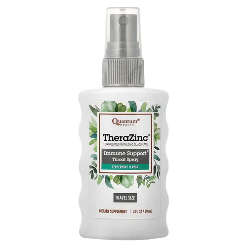 Quantum Health, TheraZinc, Spray de refuerzo inmunitario para la garganta, Menta, 7,4 mg, 59 ml (2 oz. líq.)