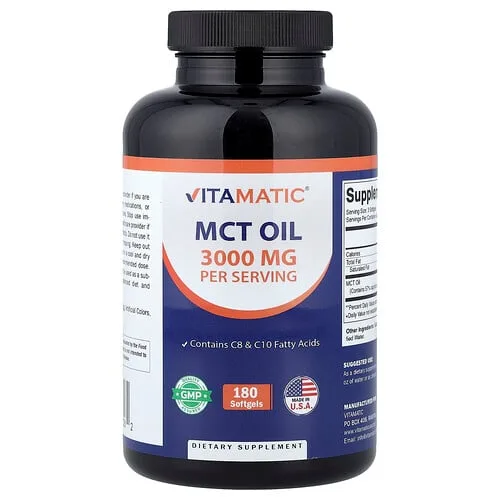Vitamatic, Aceite de MCT, 180 cápsulas blandas (1000 mg por cápsula blanda)