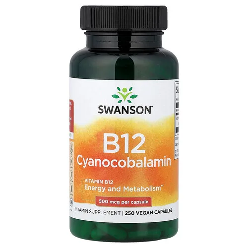 Swanson Vitamins, Vitamina B12, 500 mcg, 250 cápsulas veganas