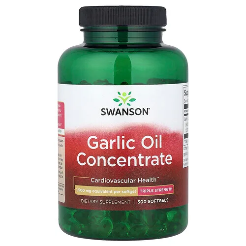 Swanson Vitamins, Concentrado de aceite de ajo, Triple concentración, 1500 mg, 500 cápsulas blandas