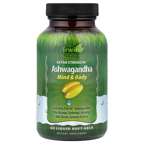 Irwin Naturals, Ashwagandha, 60 cápsulas blandas líquidas