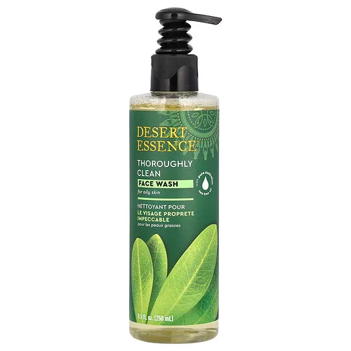 Desert Essence, Jabón líquido facial para limpieza profunda, Para piel grasa, 250 ml (8,5 oz. líq.)