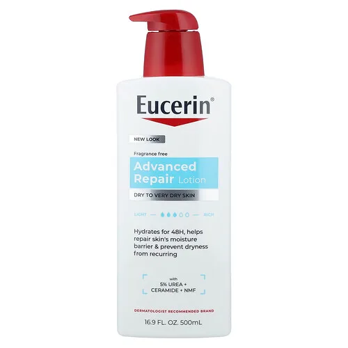 Eucerin, Loción de reparación avanzada, Piel seca a muy seca, Sin fragancia, 500 ml (16,9 oz. líq.)