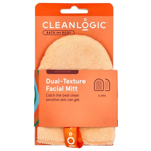 Cleanlogic, Bath and Body, Manopla facial de doble textura, 1 unidad