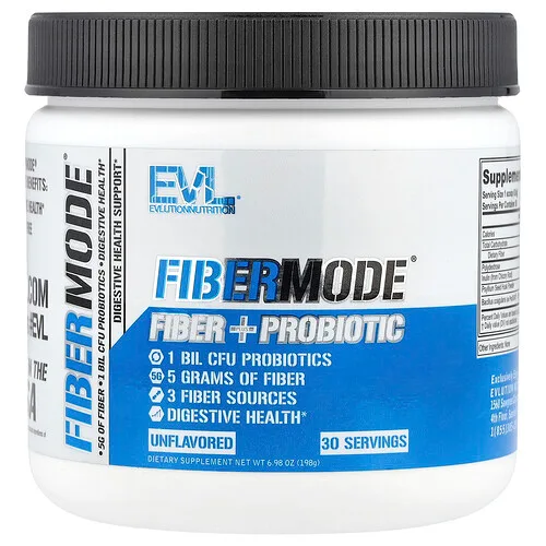 EVLution Nutrition, FiberMode, Fibra y probiótico, sin sabor, 198 g (6,98 oz)