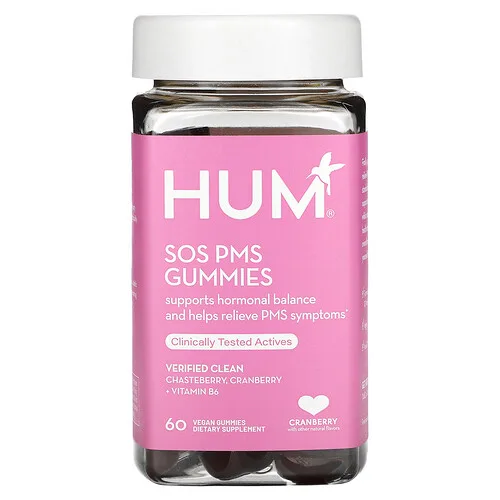 HUM Nutrition, Gomitas SOS PMS, Arándano rojo, 60 gomitas veganas