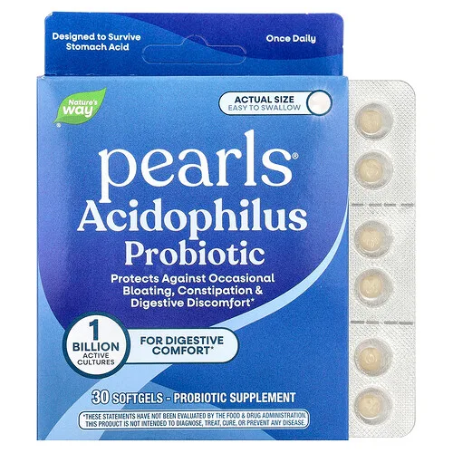 Nature's Way, Acidophilus Probiotic Pearls®, 1000 millones de UFC, 30 cápsulas blandas