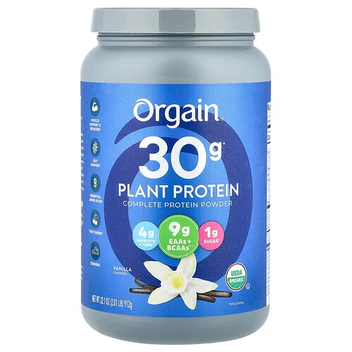 Orgain, Proteína vegetal completa en polvo, Vainilla, 912 g (2,01 lb)