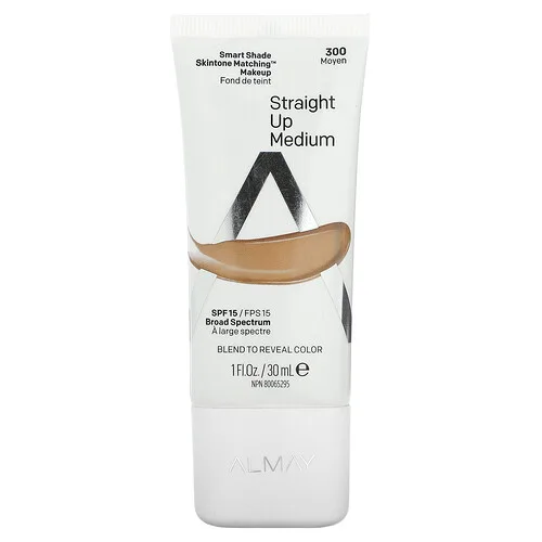 Almay, Smart Shade, Maquillaje que combina con el tono de la piel, FPS 15, 300 Straight Up Medium, 30 ml (1 oz. líq.)