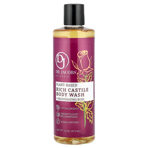 Dr. Jacobs Naturals, Jabón corporal de Castilla enriquecido a base de plantas, Rosa rejuvenecedora, 473 ml (16 oz)