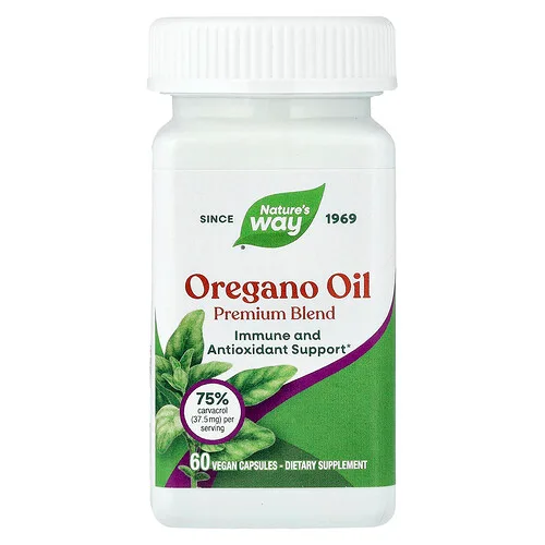 Nature's Way, Aceite de orégano, Mezcla prémium, 60 cápsulas veganas (50 mg por cápsula)