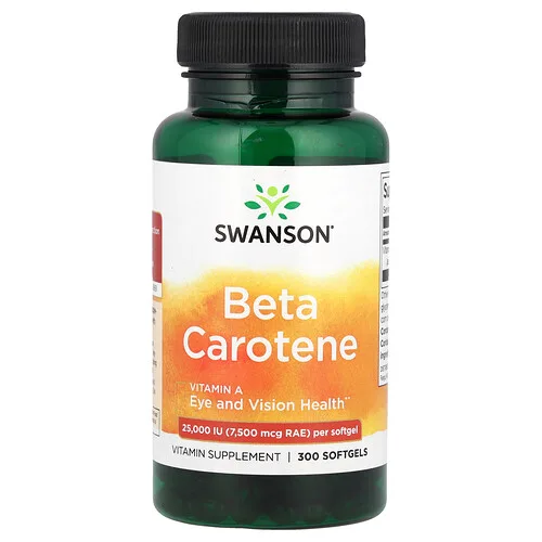 Swanson Vitamins, Beta-caroteno, 25.000 UI (7500 mcg de EAR), 300 cápsulas blandas