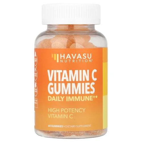 Havasu Nutrition, Gomitas con vitamina C, Immune+ de uso diario, Naranja, 60 gomitas