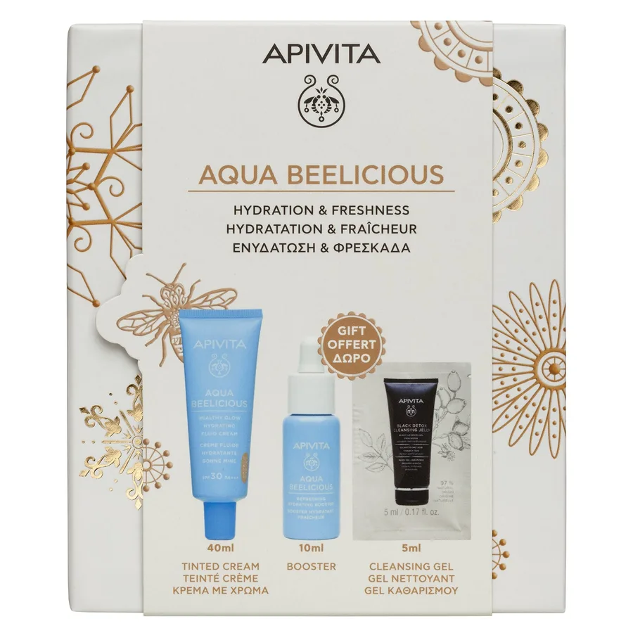 Apivita Aqua Beelicious Crema Fluida Iluminadora Hidrantante Spf 30 Color REGALO Sérum 10ml + Black Detox 5ml