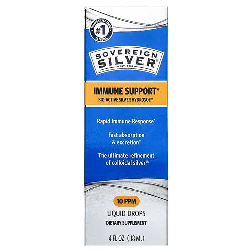 Sovereign Silver, Bio-Active Silver Hydrosol™, Refuerzo para el sistema inmunitario, Gotas líquidas, 118 ml (4 oz. líq.)