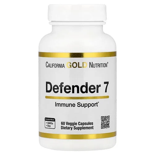 California Gold Nutrition, Protector 7 con vitaminas A, C, D3 y B6, zinc, selenio y beta-glucano, 60 cápsulas vegetales