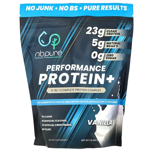 NB Pure, Proteína para el rendimiento+, Vainilla, 837,5 g (1,8 lb)