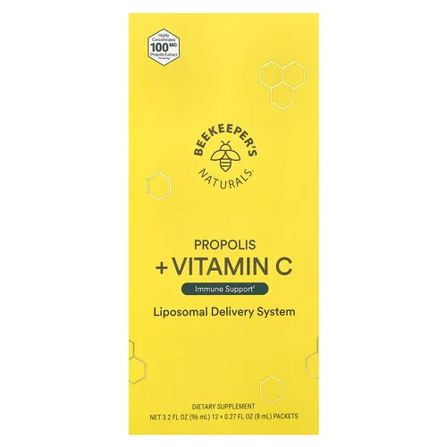 Beekeeper's Naturals, Propóleo y vitamina C, 12 sobres, 8 ml (0,27 oz. líq.) cada uno