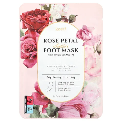 PETITFEE - Koelf Rose Petal Satin Foot Mask - 16g X 1pieza