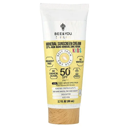 Bee & You, Crema con protección solar mineral para niños, FPS +50 PA++++, 80 ml (2,7 oz. líq.)
