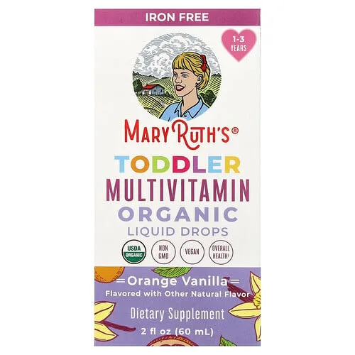MaryRuth's, Orgánico para niños pequeños, Gotas líquidas multivitamínicas, 1-3 años, Naranja y vainilla`` 60 ml (2 oz. Líq.)