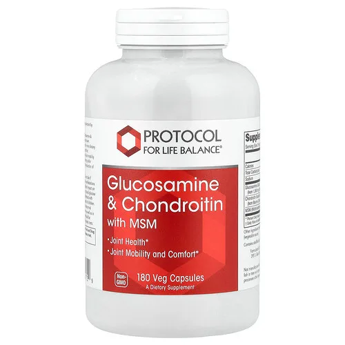 Protocol for Life Balance, Glucosamina y condroitina con MSM, 180 cápsulas vegetales