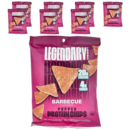 Legendary Foods, Chips proteicos inflados, Barbacoa, 7 bolsas, 36 g (1,3 oz) cada una