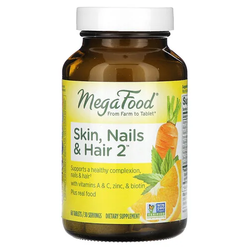 MegaFood, Piel, uas y cabello 2, 60 tabletas