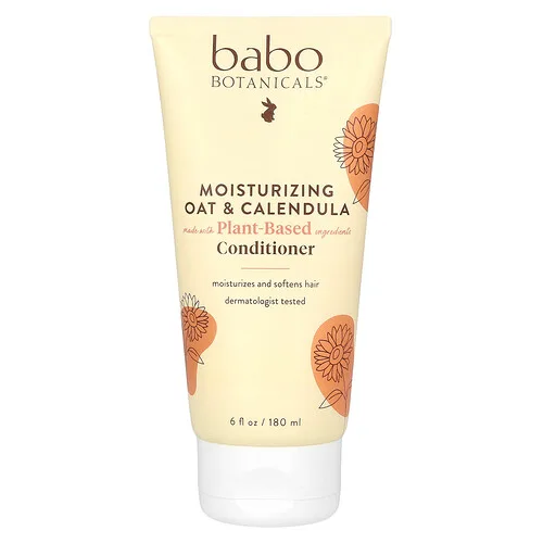 Babo Botanicals, Acondicionador humectante, Para todo tipo de cabello, Avena y caléndula, 180 ml (6 oz. líq.)